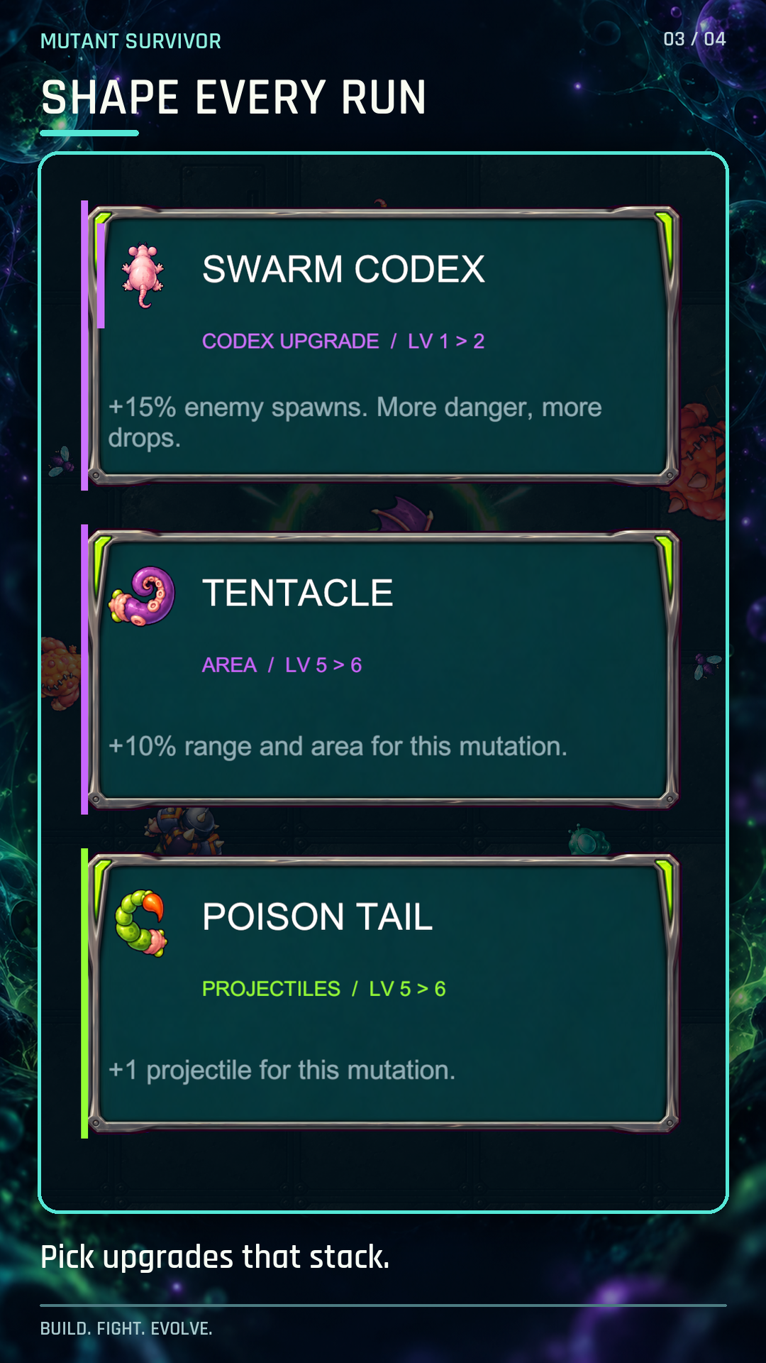 Choosing upgrades for a mutant build